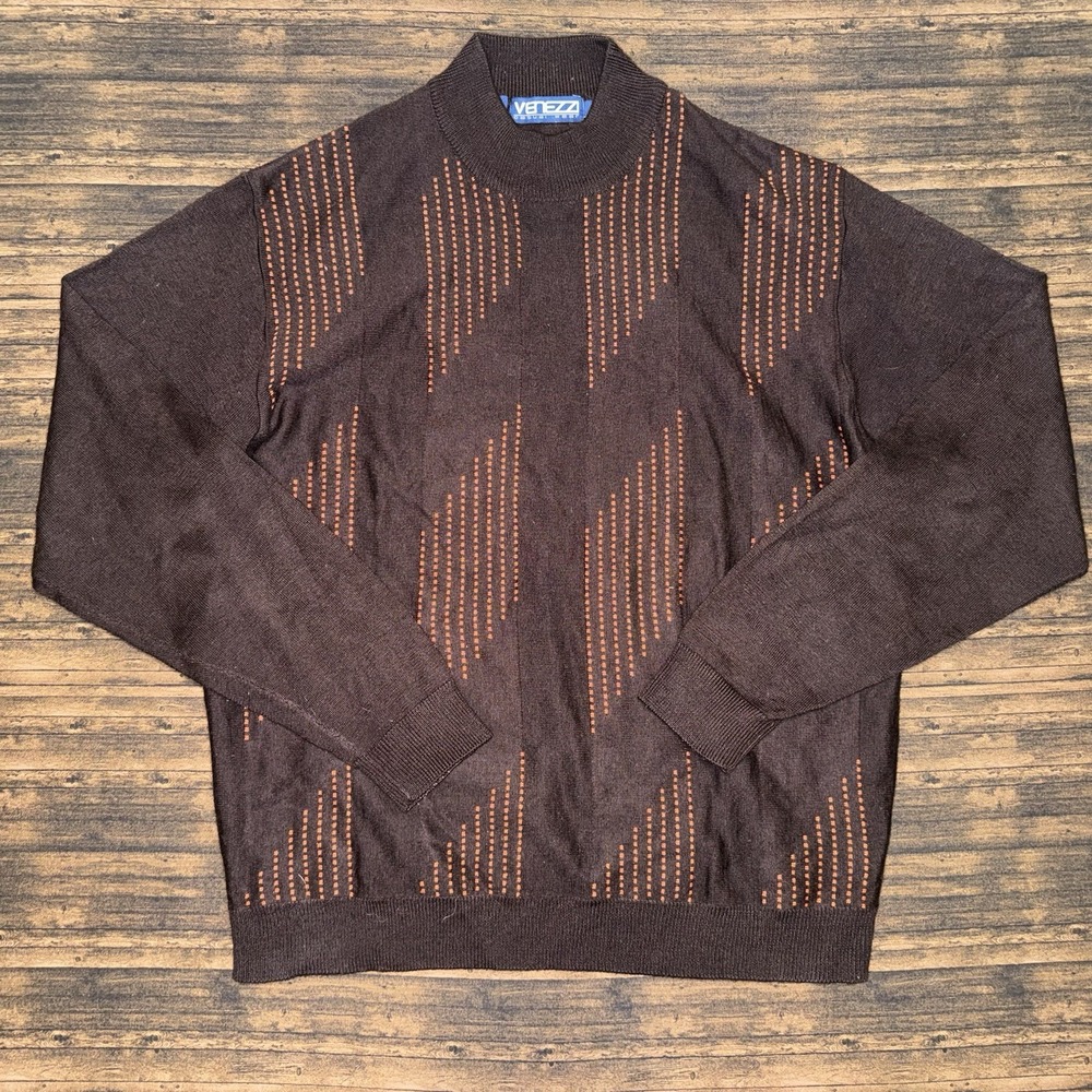 Vintage Venezzi Wool Crewneck Brown Sweater Size Large